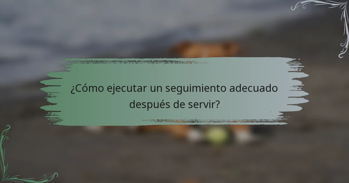 ¿Cómo ejecutar un seguimiento adecuado después de servir?