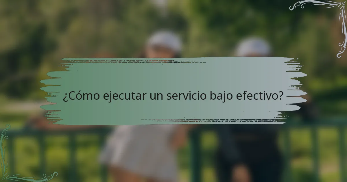 ¿Cómo ejecutar un servicio bajo efectivo?