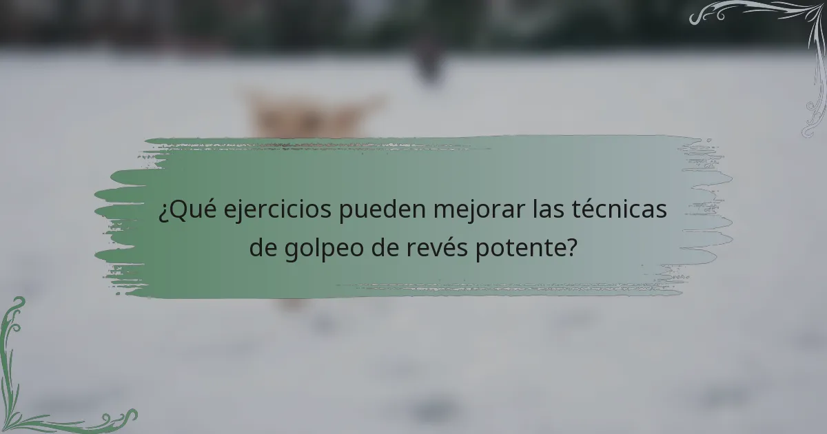 ¿Qué ejercicios pueden mejorar las técnicas de golpeo de revés potente?